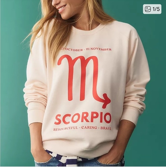 Anthropologie Scorpio Zodiac Crewneck Sweatshirt Catherine O'Sullivan Astology - Picture 1 of 5